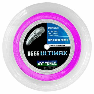 Yonex BG66 Ultimax 200m Badminton String Reel in Neon Pink