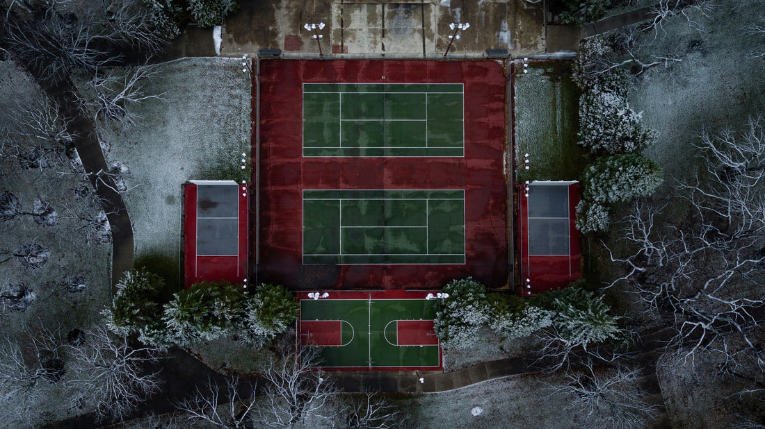 Tennis courts in winter