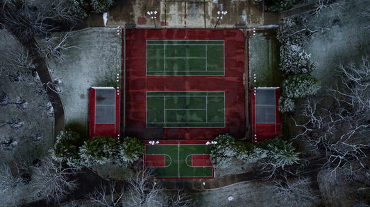 Tennis courts in winter