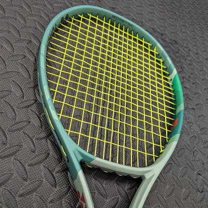 Yonex Percept tennis racket restrung with Yonex Poly Tour Pro sting