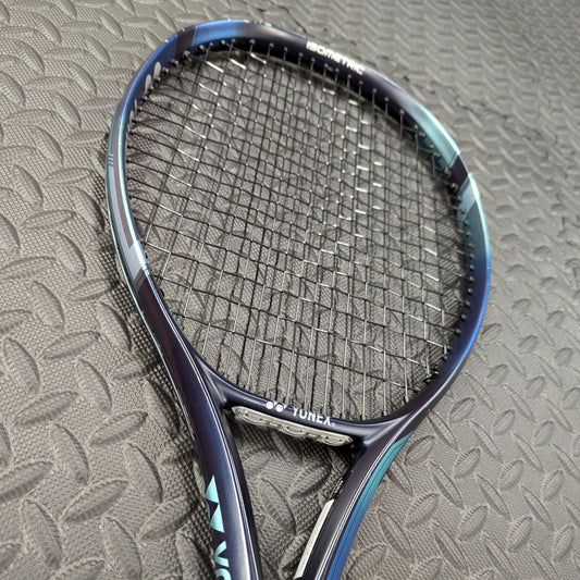 Yonex Ezone 100 tennis racket restrung with Kirschbaum Pro Line II string