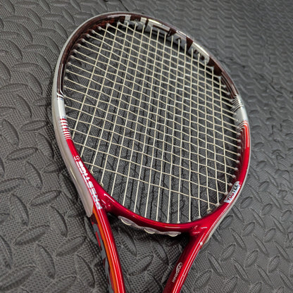 Head tennis racket restrung with nordicdots control string 125