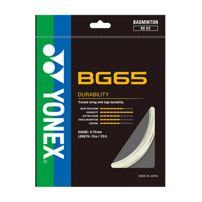 Yonex BG65 badminton string set in white